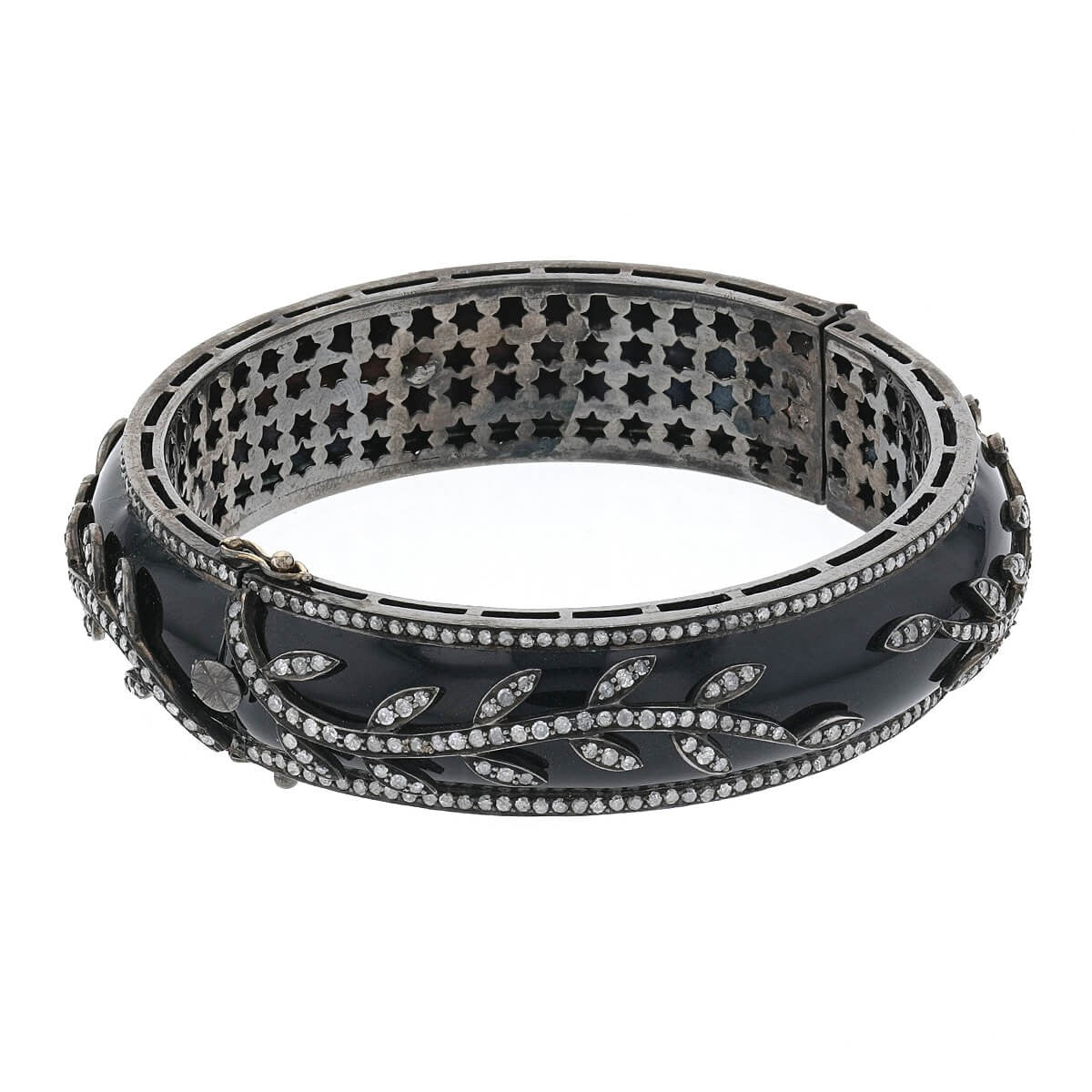 djula onyx, diamonds, silver and gold bracelet