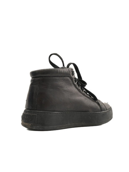 Excellent Max Mara Black Leather Sneakers Size 36.5 Women's