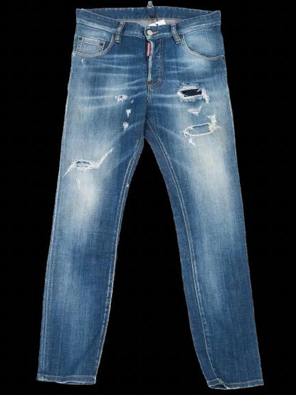 Excellent Dsquared2 Blue Distressed Jeans Size M for Women
