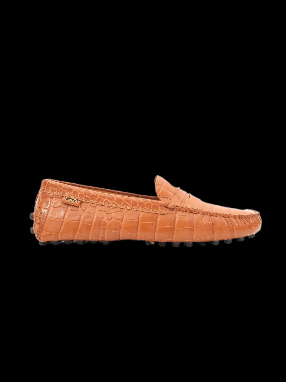 new tod's orange leather loafers size 39.5 with rubber studs