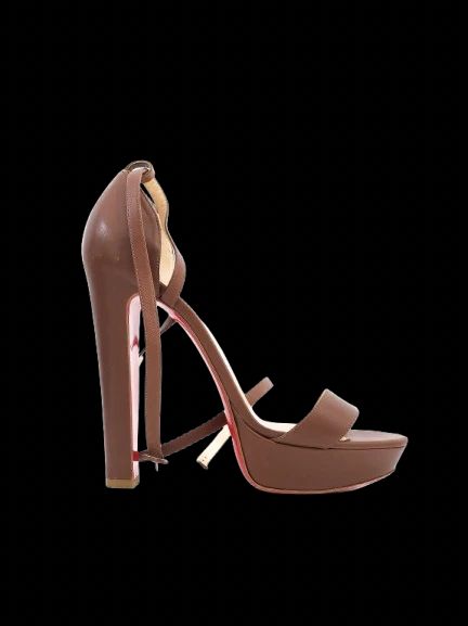 excellent christian louboutin orange leather high-heeled sandals size 40