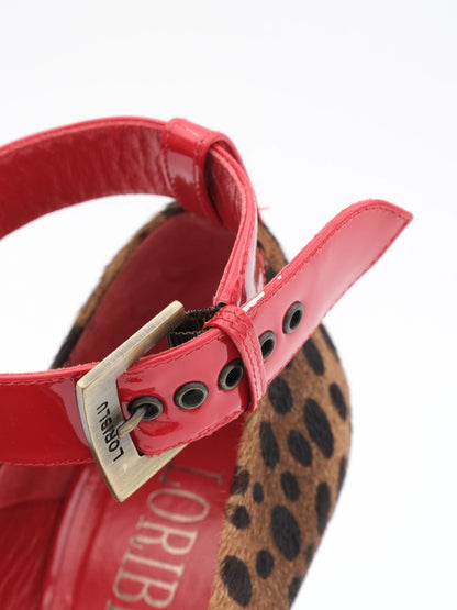 Excellent Loriblu Leopard Print High Heels with Red Accents, Size 36