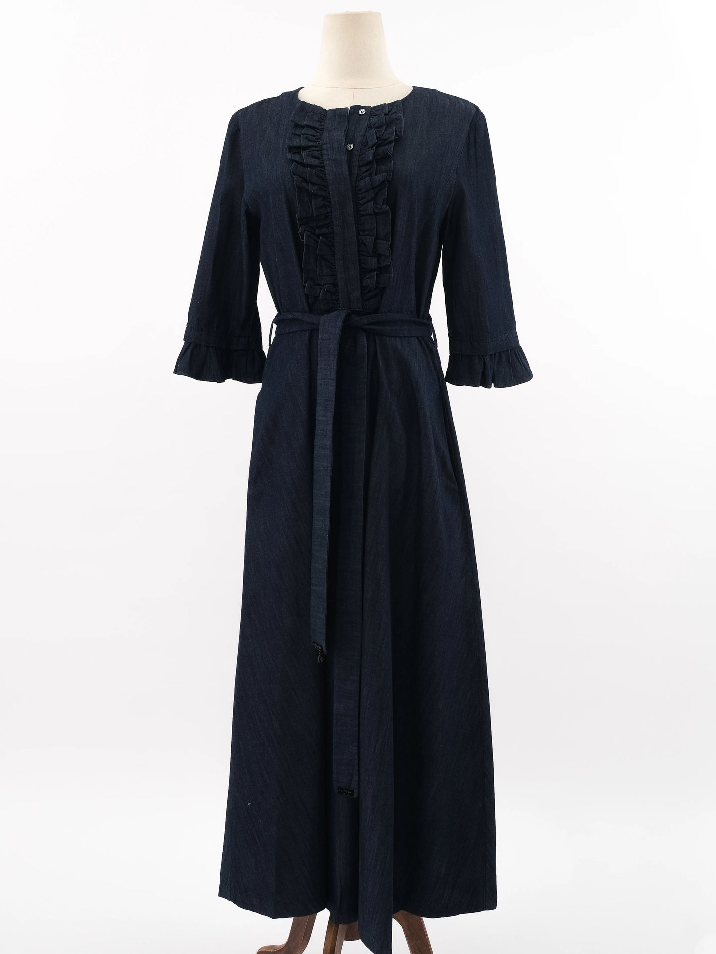 excellent max mara blue cotton long sleeve dress size l