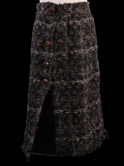 excellent dolce gabbana black wool knee-length skirt size s