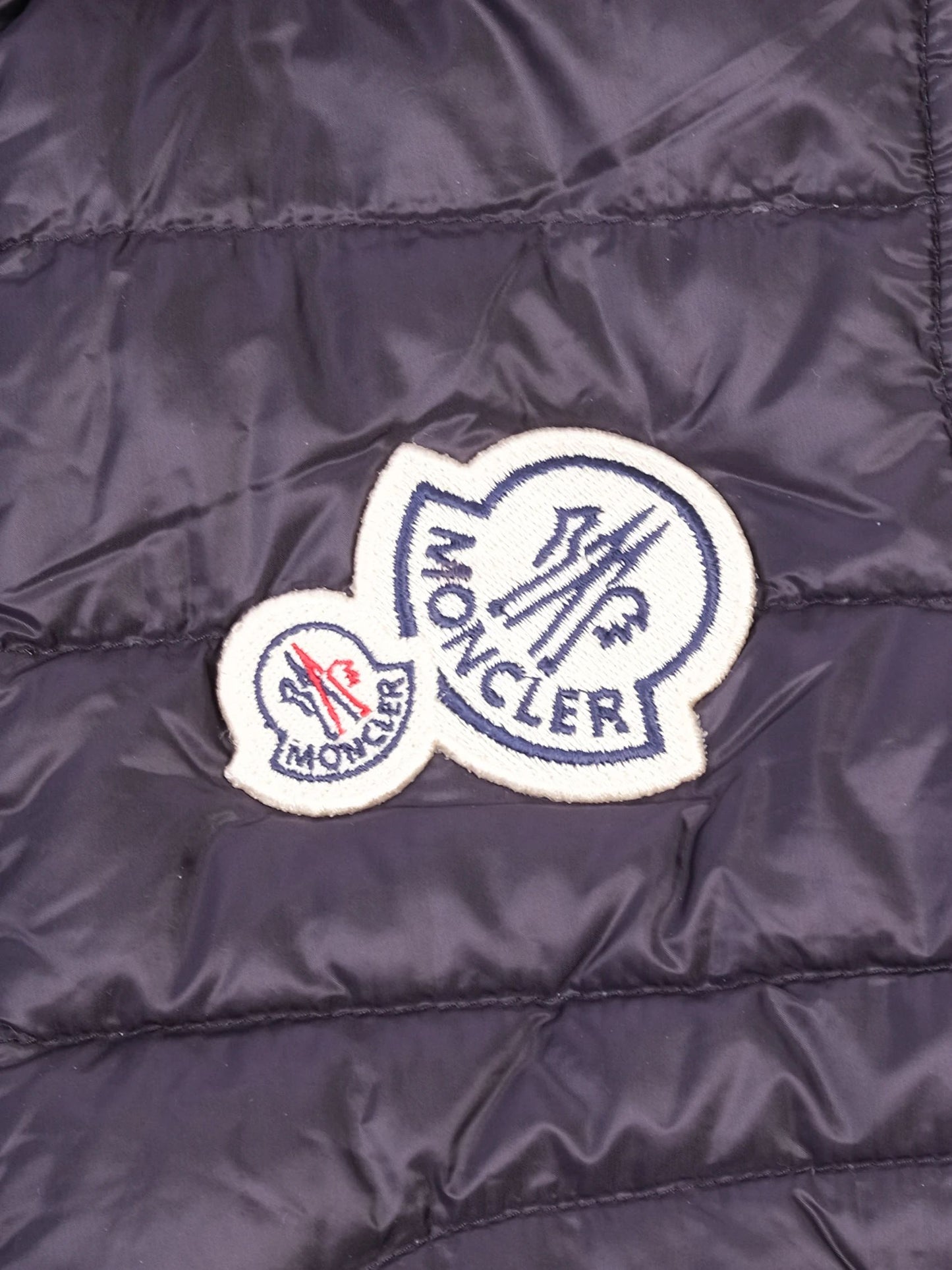 excellent moncler blue padded vest for kids size 10 with hood