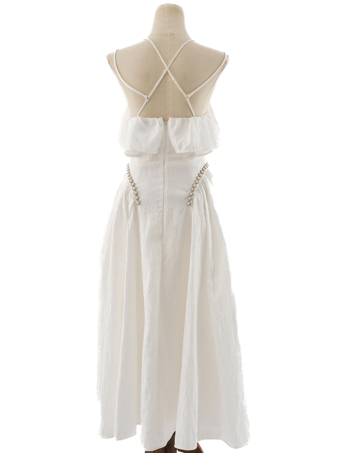 excellent self-portrait white a-line dress with spaghetti straps