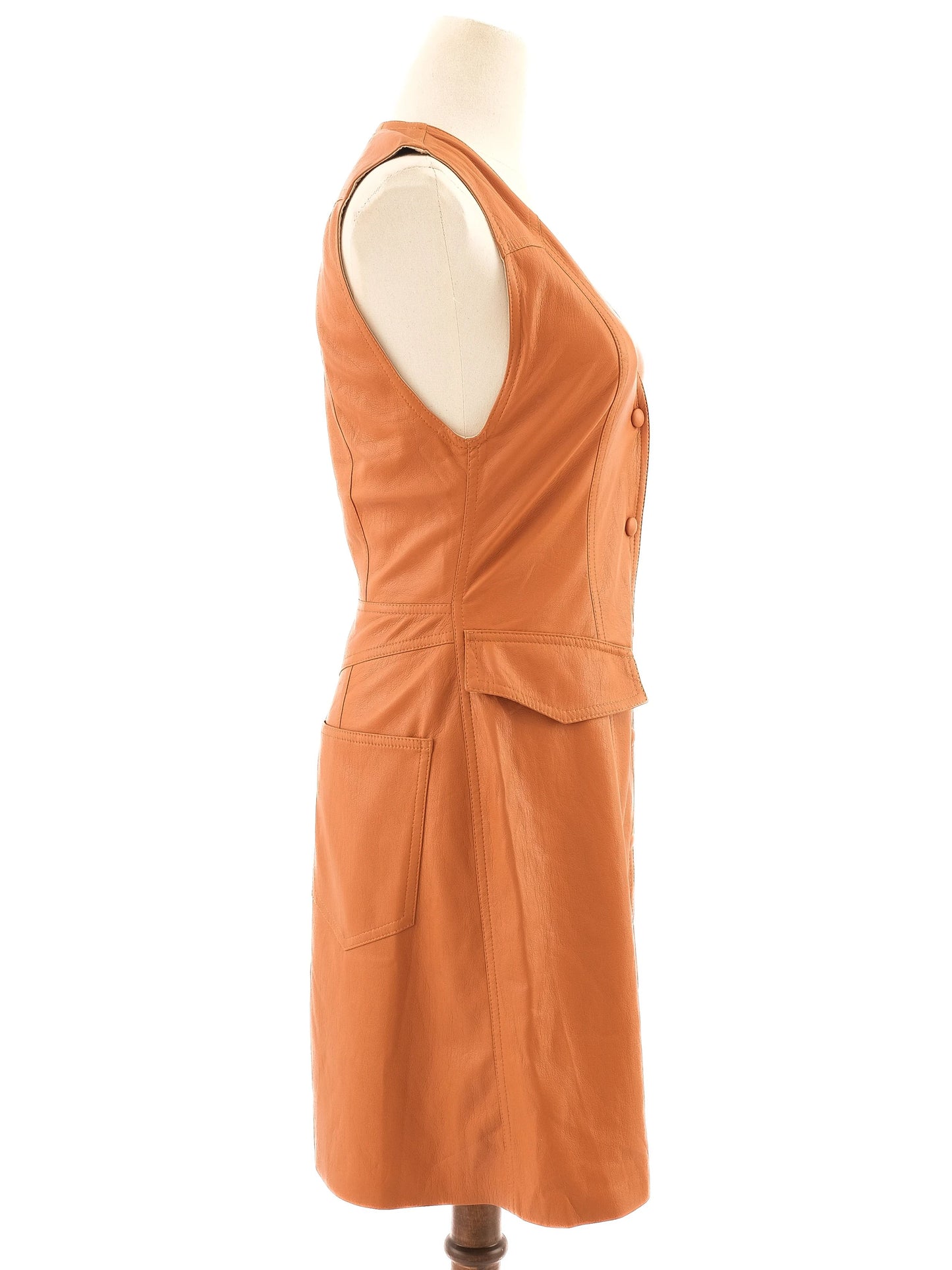 excellent nanushka orange polyurethane dress size xs