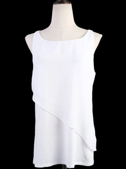 Excellent Hugo Boss Women's White Sleeveless Top Size M Polyester