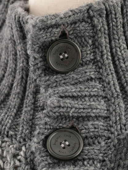 Excellent Bugatti Gray Wool Knitted Cardigan Size XXL