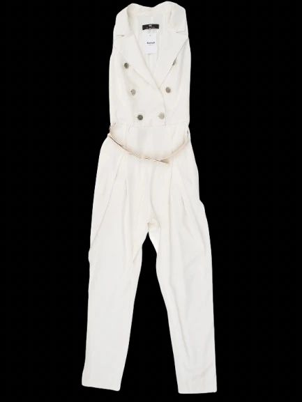 excellent elisabetta franchi white sleeveless jumpsuit size l