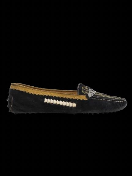excellent tod's black leather moccasins size 39 with yellow detailing