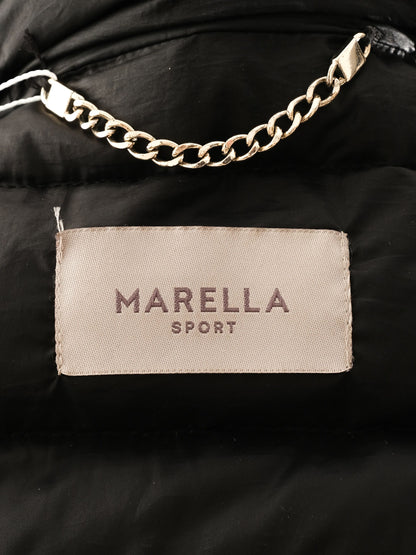 Excellent Marella Black Fur-Textured Jacket with Hood Size M