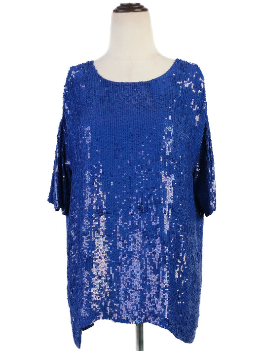 Excellent P.A.R.O.S.H. Blue Sequin Top Women's Size L
