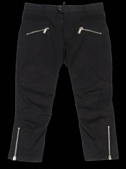 Excellent Dsquared2 Black Cotton Pants Size 40 with Zipper Details