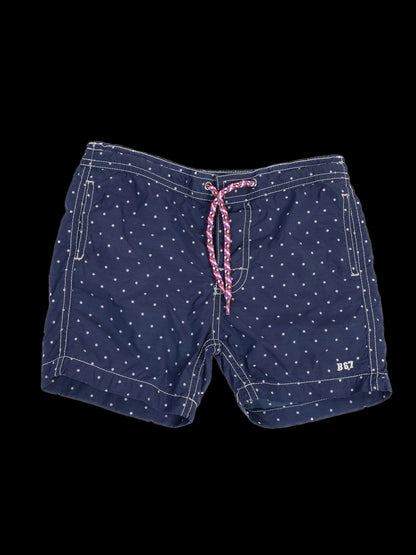 Excellent Bonpoint Blue Nylon Swim Shorts Size 4 with Polka Dots