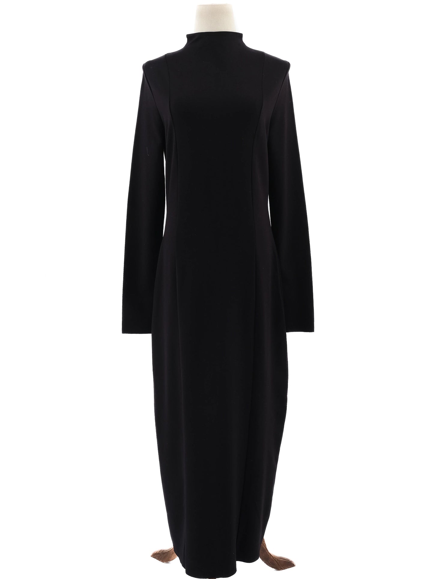 new cos black long sleeve dress high neck viscose size n/a