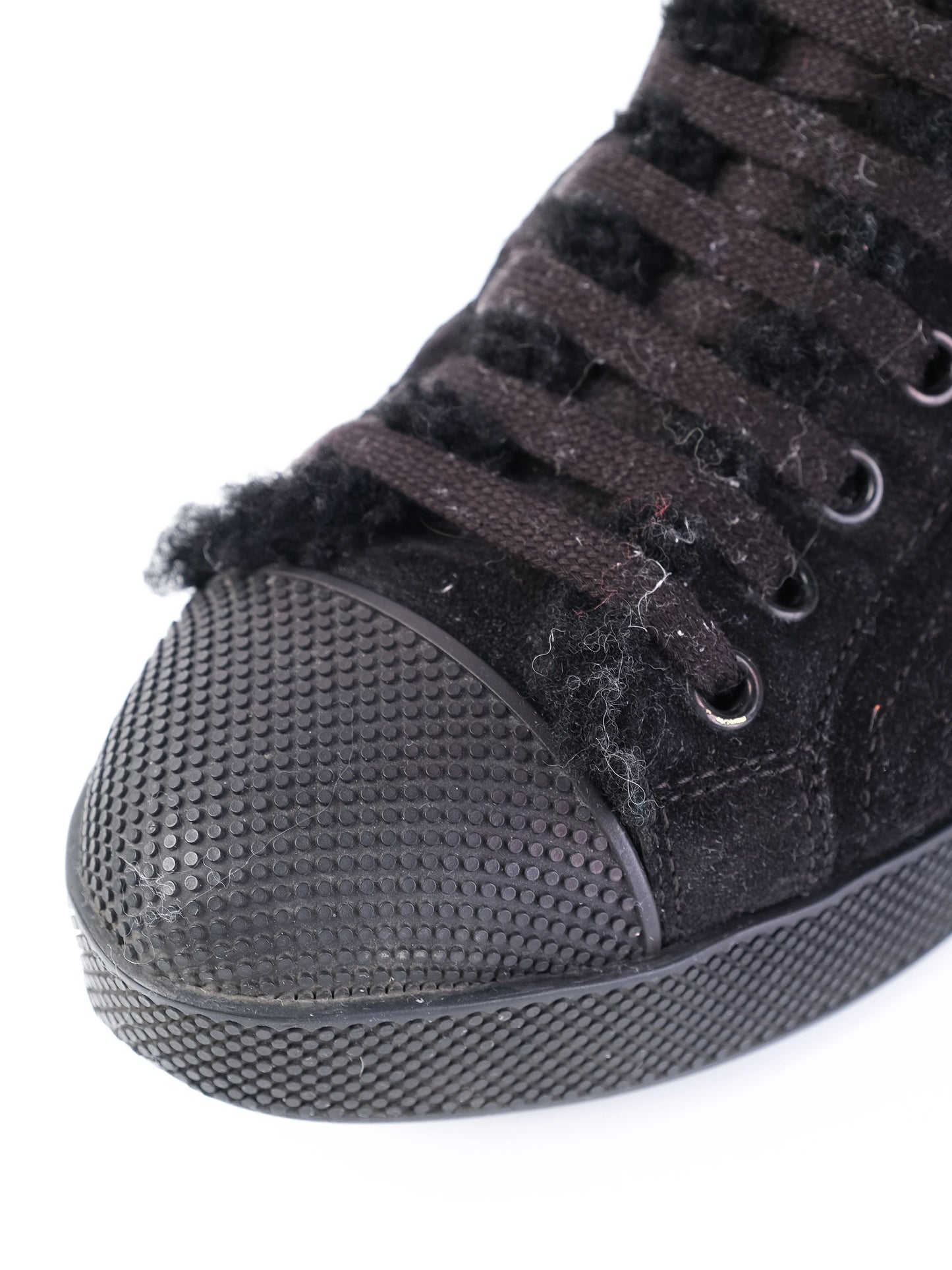 excellent prada black leather high-top sneakers size 35
