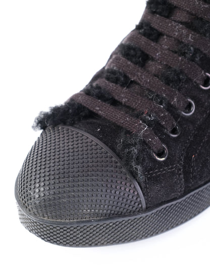 EXCELLENT Prada Black Leather High-Top Sneakers Size 35