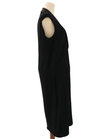 Excellent Lanvin Black Sleeveless Long Coat Size M Viscose