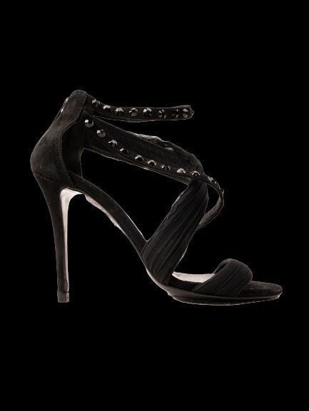 excellent lesilla black leather high-heeled shoes size 36