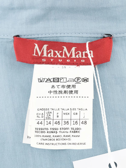Excellent Max Mara Blue Cotton Sheer Long-Sleeved Shirt Dress