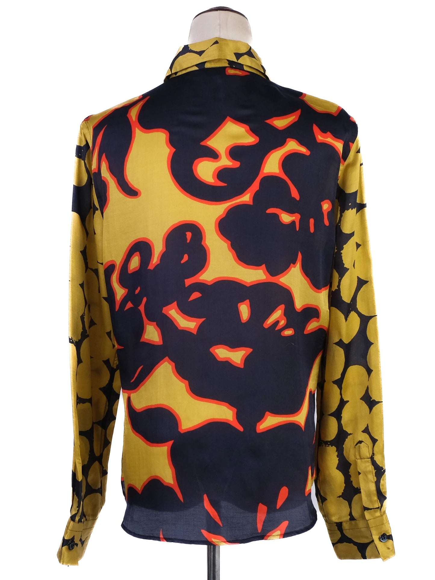 excellent moschino long-sleeved silk blouse bold pattern women