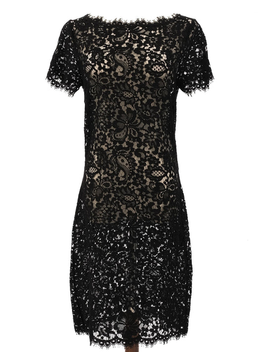 Excellent Ralph Lauren Black Lace Dresses Size L Floral Design