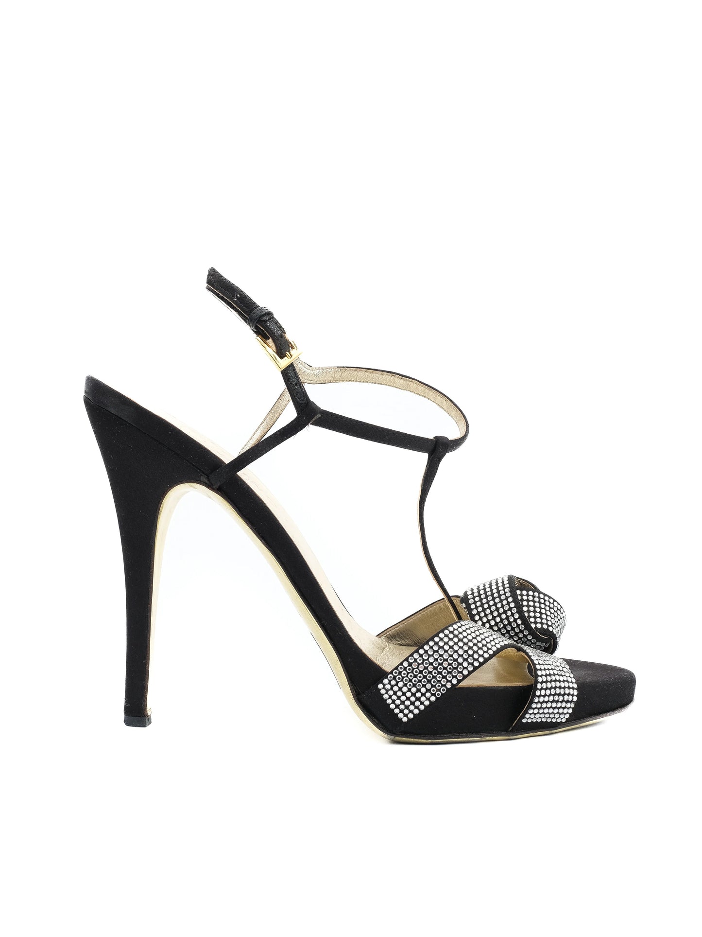 excellent valentino black leather high-heeled sandals size 40