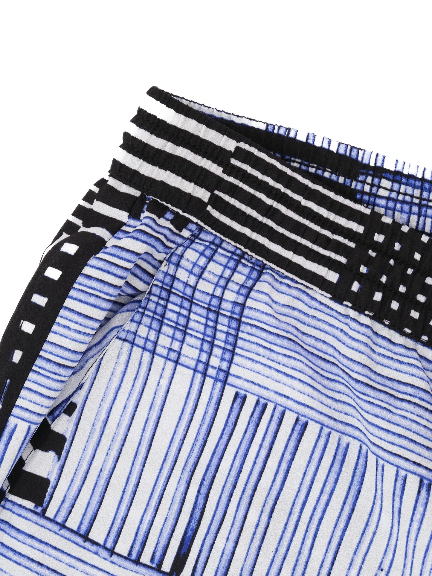 excellent dkny women's top m black white blue geometric pattern