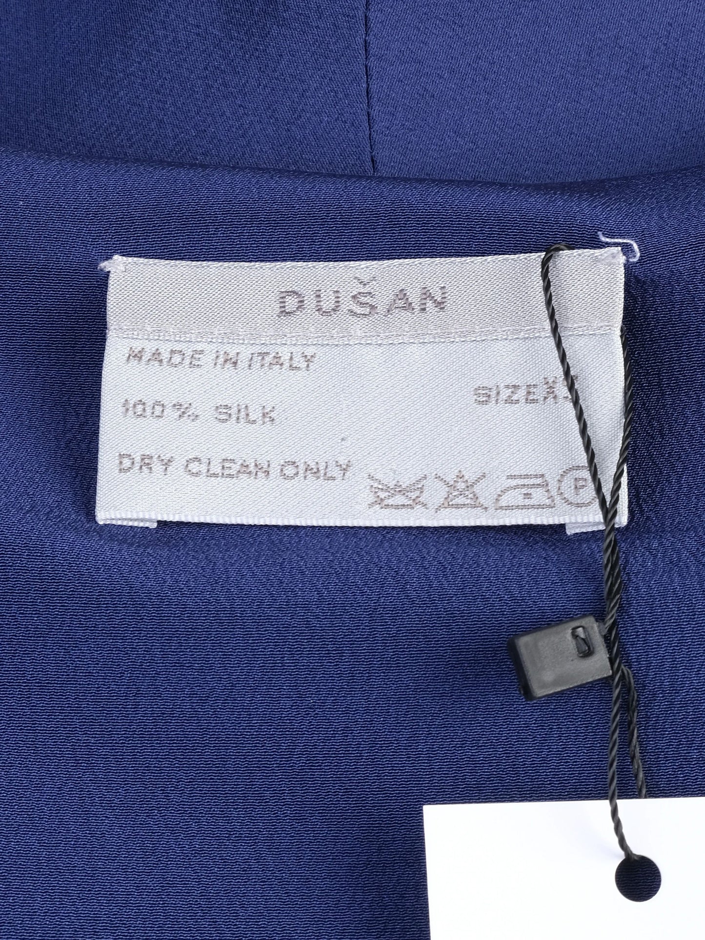 excellent dusan blue silk blazer size xs with shawl collar