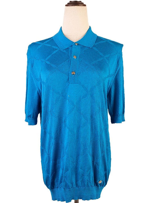 Excellent Castello d'Oro Women's Blue Silk Polo Shirt