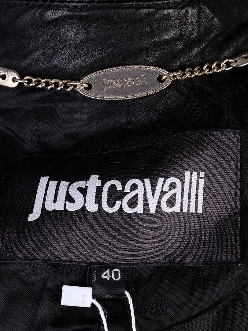 average just cavalli black leather jacket size xxs - women