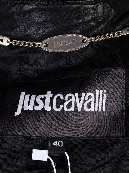 Average Just Cavalli Black Leather Jacket Size XXS - Women