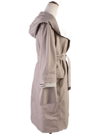 Max Mara Gray Hooded Coat with Waist Belt Size S Excellent Condition