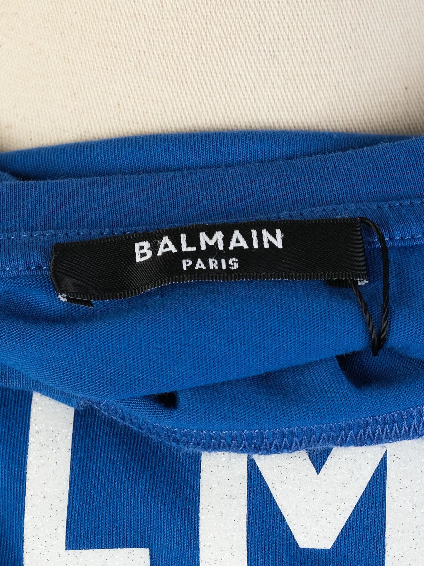 excellent balmain blue cotton t-shirt size m with logo