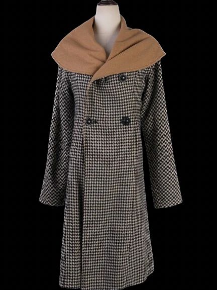 excellent sportmax houndstooth wool coat size s with shawl collar