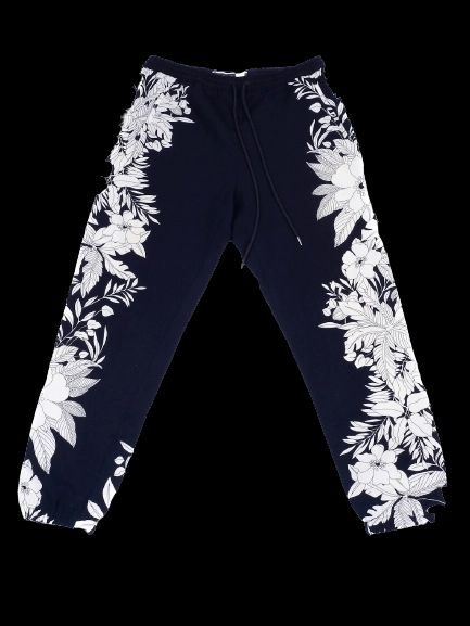 Excellent Sportmax Navy Blue Floral Sweatpants Size S