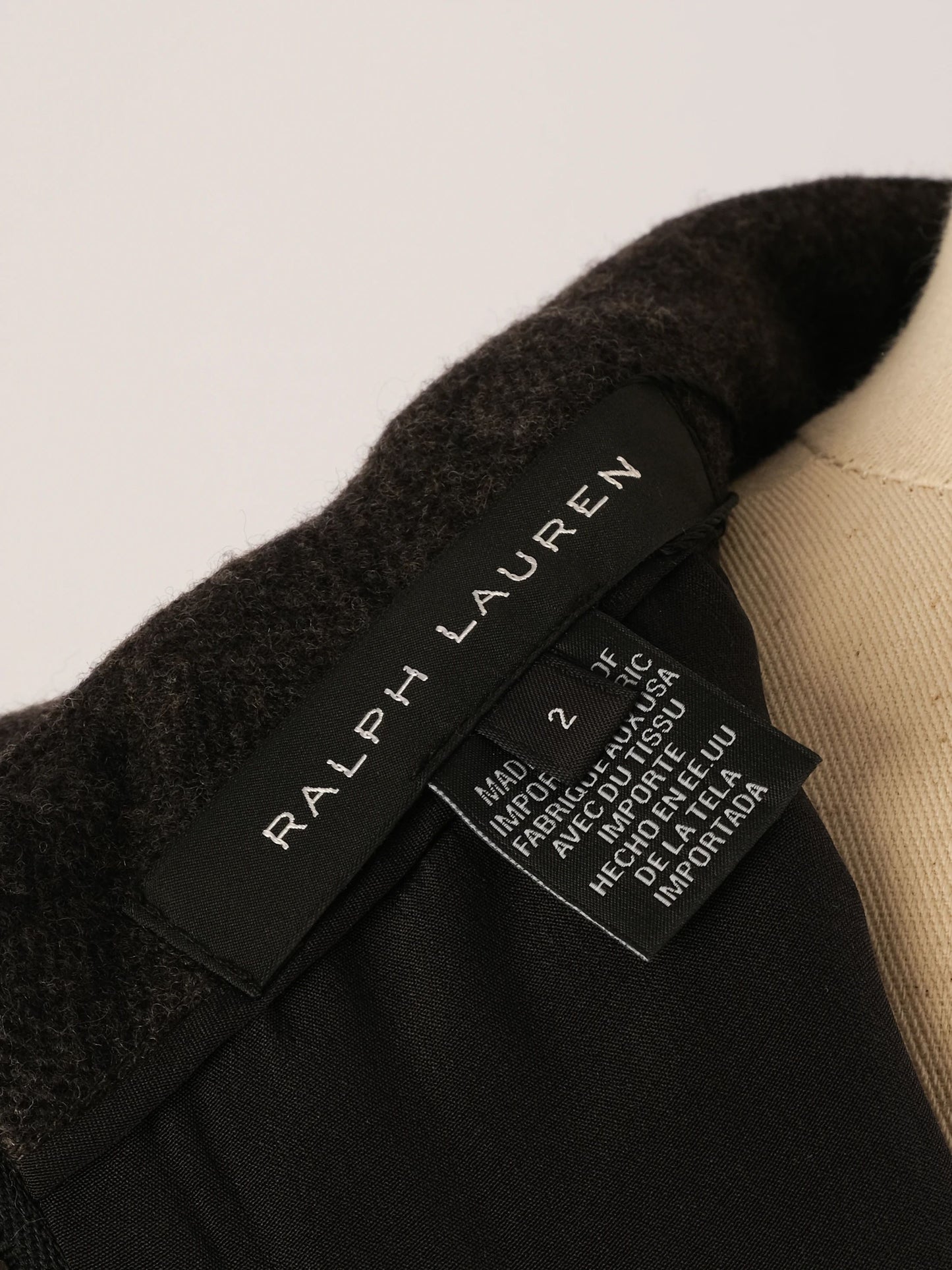excellent ralph lauren gray wool blouse size xs with high neck