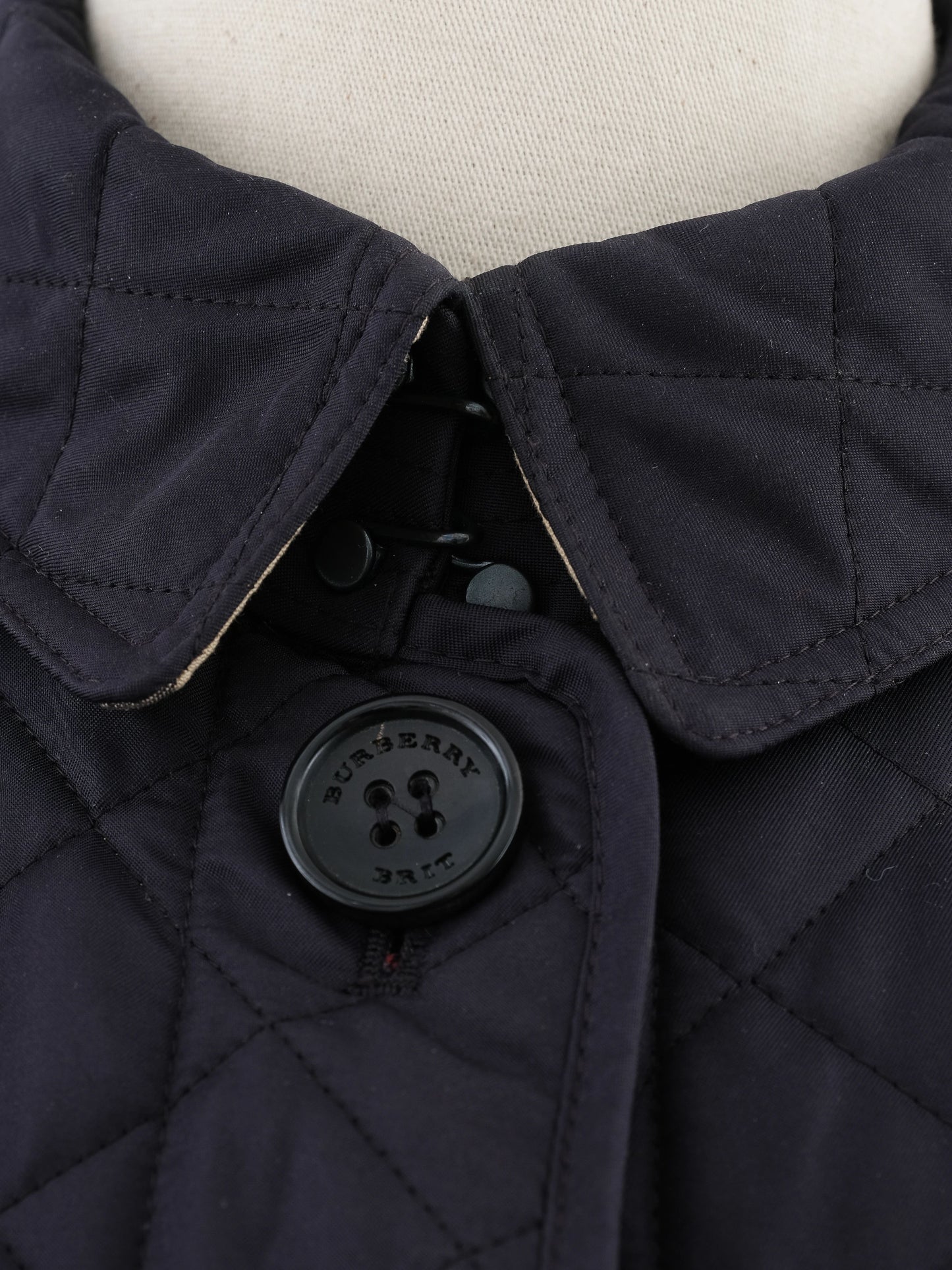 excellent burberry blue quilted jacket size s polyester women