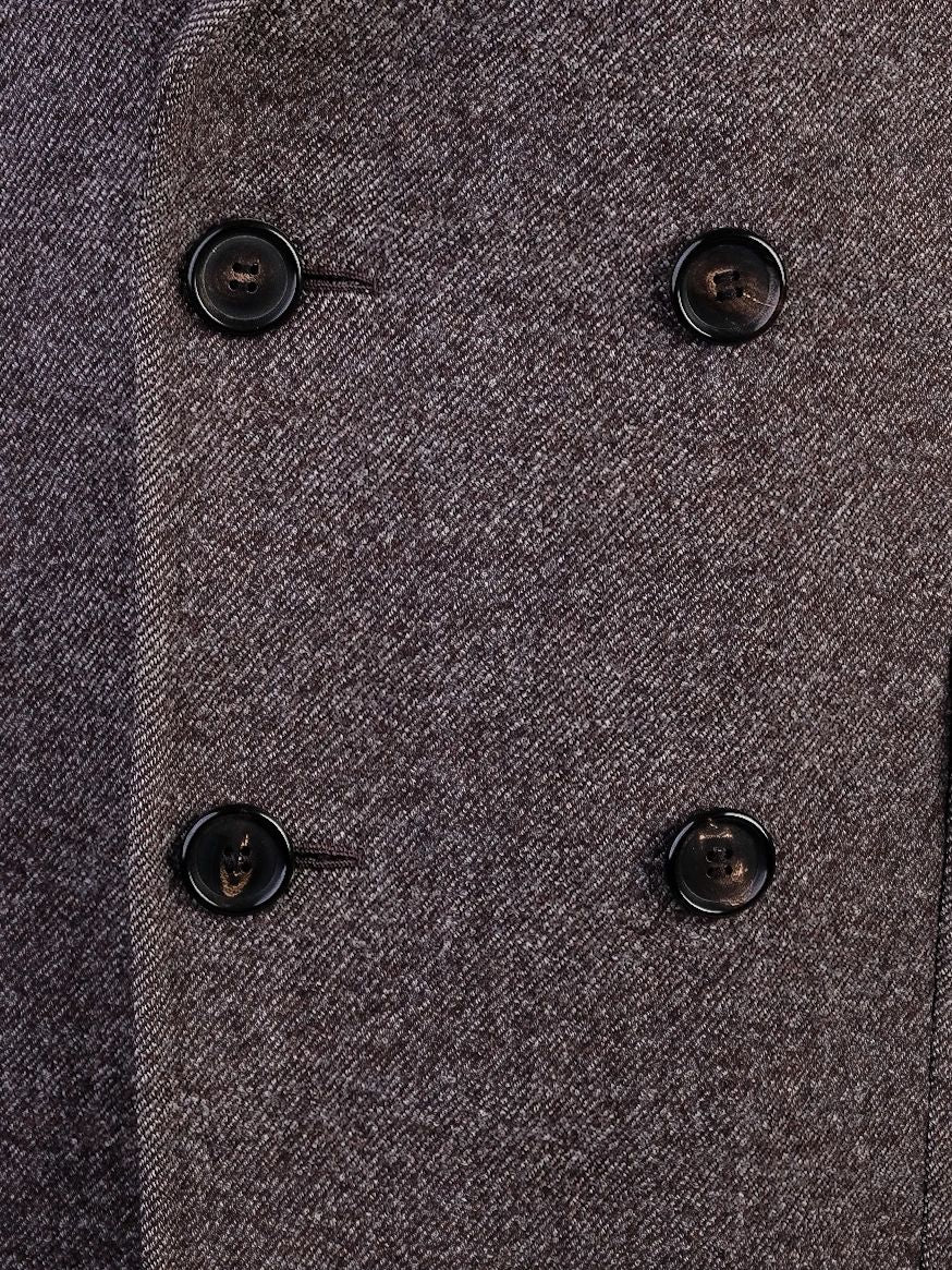 excellent feru gray wool double-breasted overcoat for men