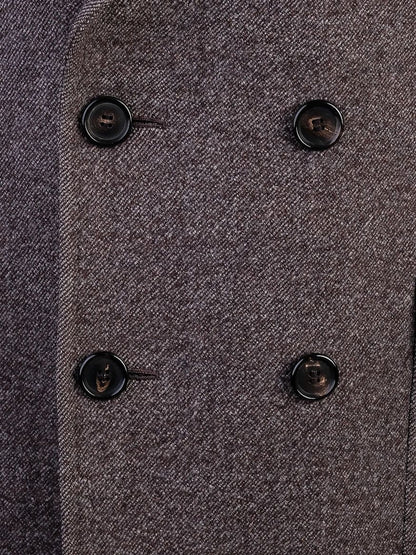 Excellent Feru Gray Wool Double-Breasted Overcoat for Men