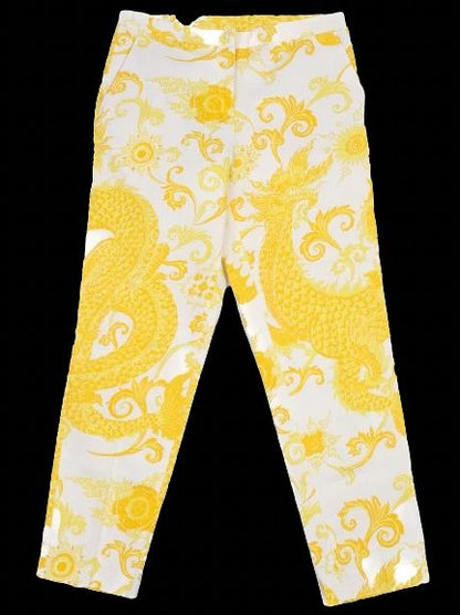 NEW By Malene Birger Yellow Dragon Print Cotton Pants Size XS
