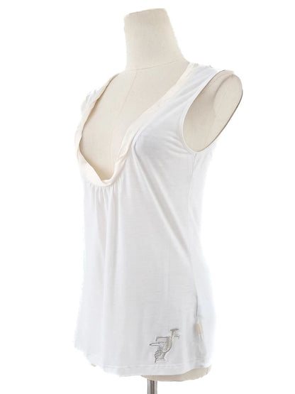 Trussardi White Lyocell Sleeveless Top Size L Excellent Condition