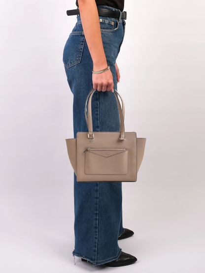 Excellent Karl Lagerfeld Gray Leather Handbag with Zipper Pocket