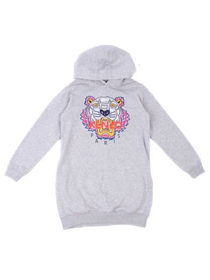 Excellent Kenzo Gray Hoodie Kids Size 12 with Embroidered Tiger Design