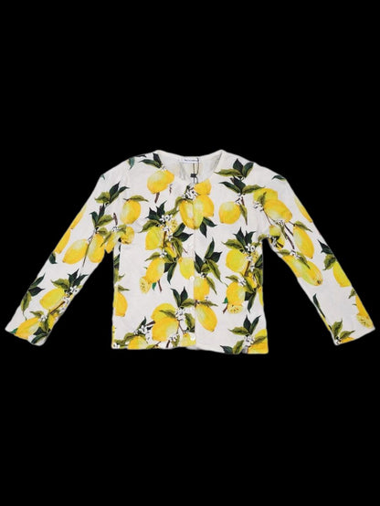 Excellent Dolce Gabbana Kids Cardigan Lemon Print Silk Size 7/8