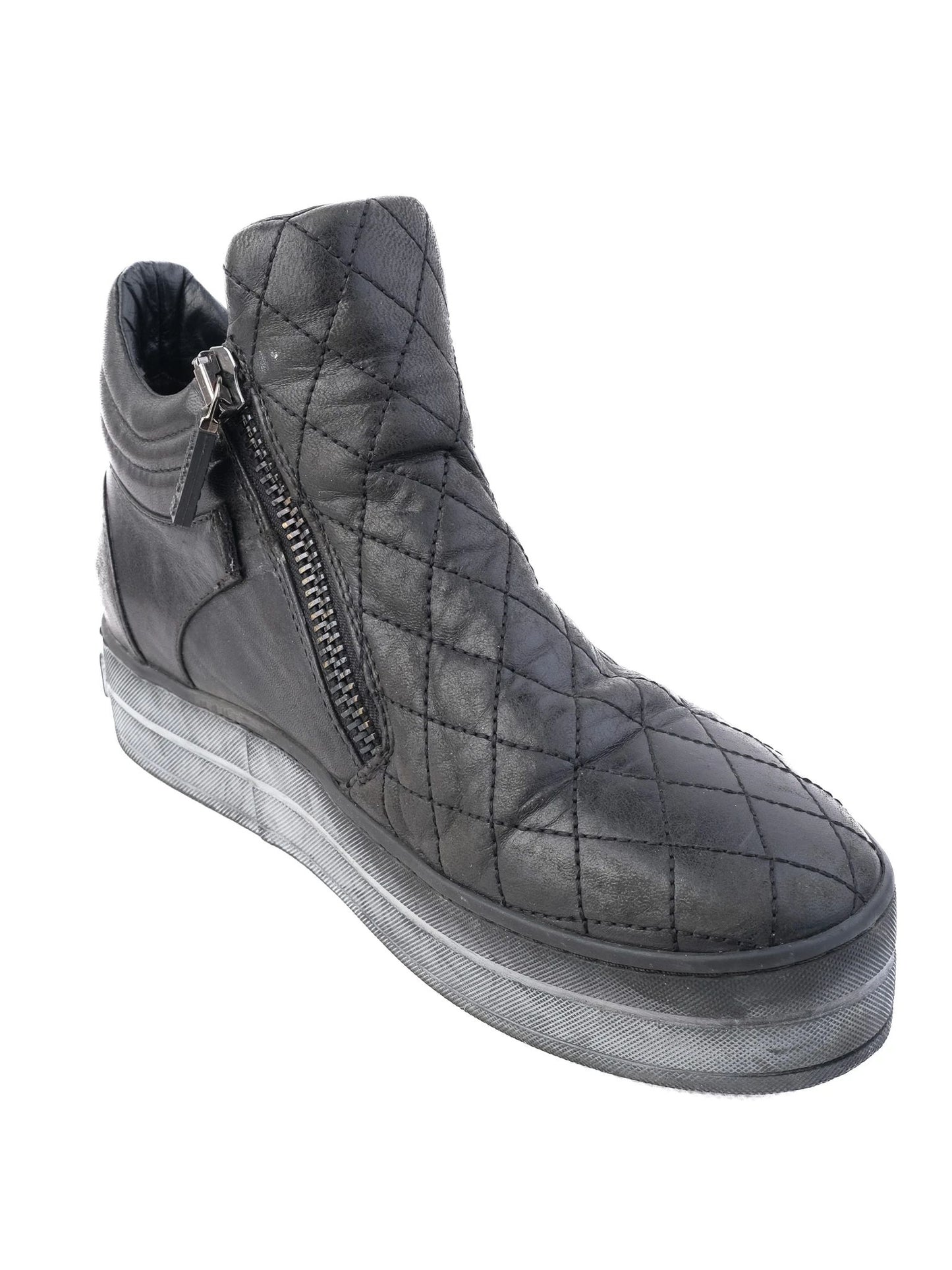 excellent baldinini black leather high-top sneakers size 38