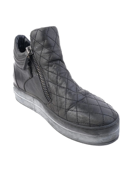 Excellent Baldinini Black Leather High-Top Sneakers Size 38