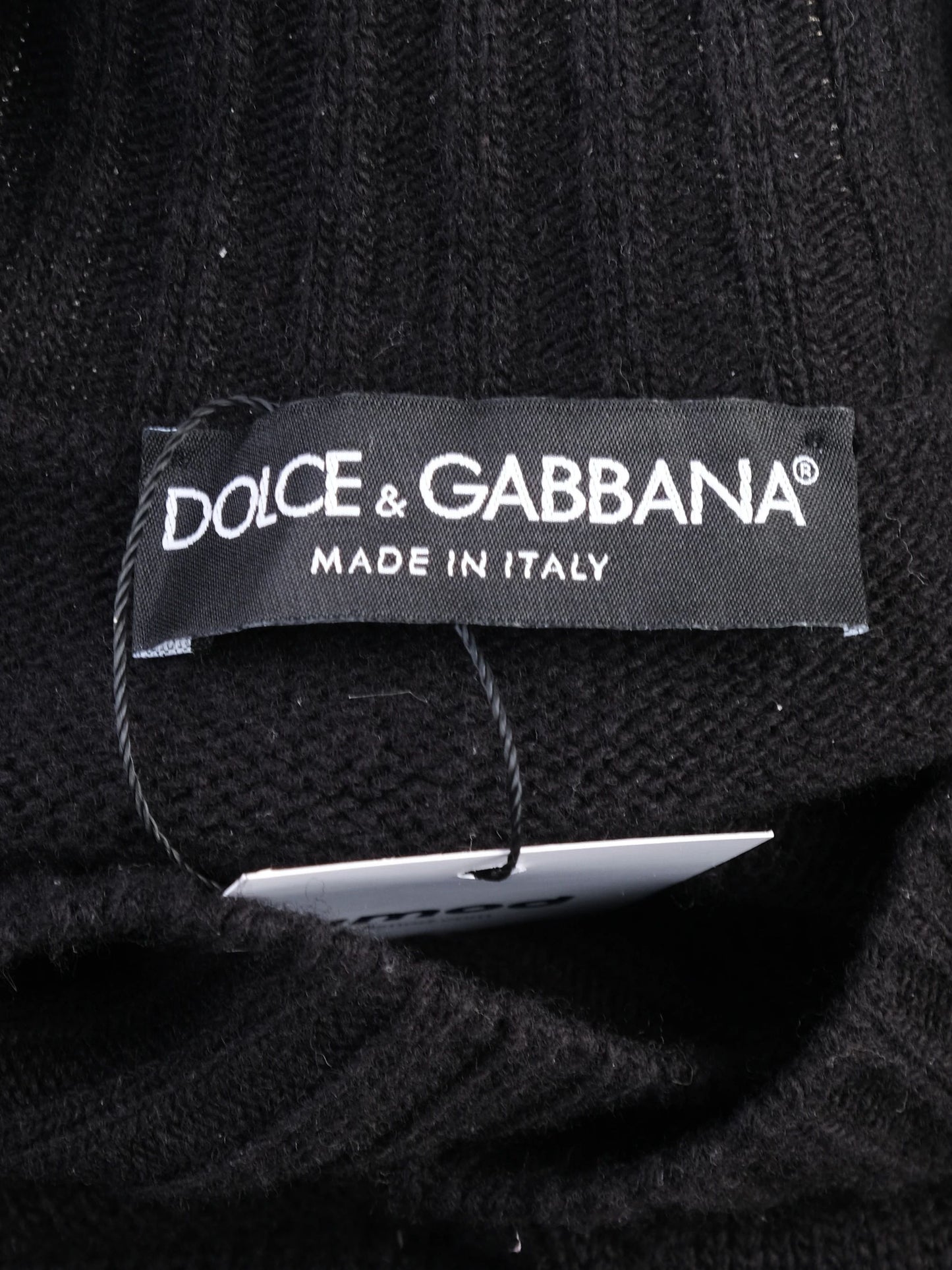 excellent dolce gabbana black wool v-neck sweater with logo