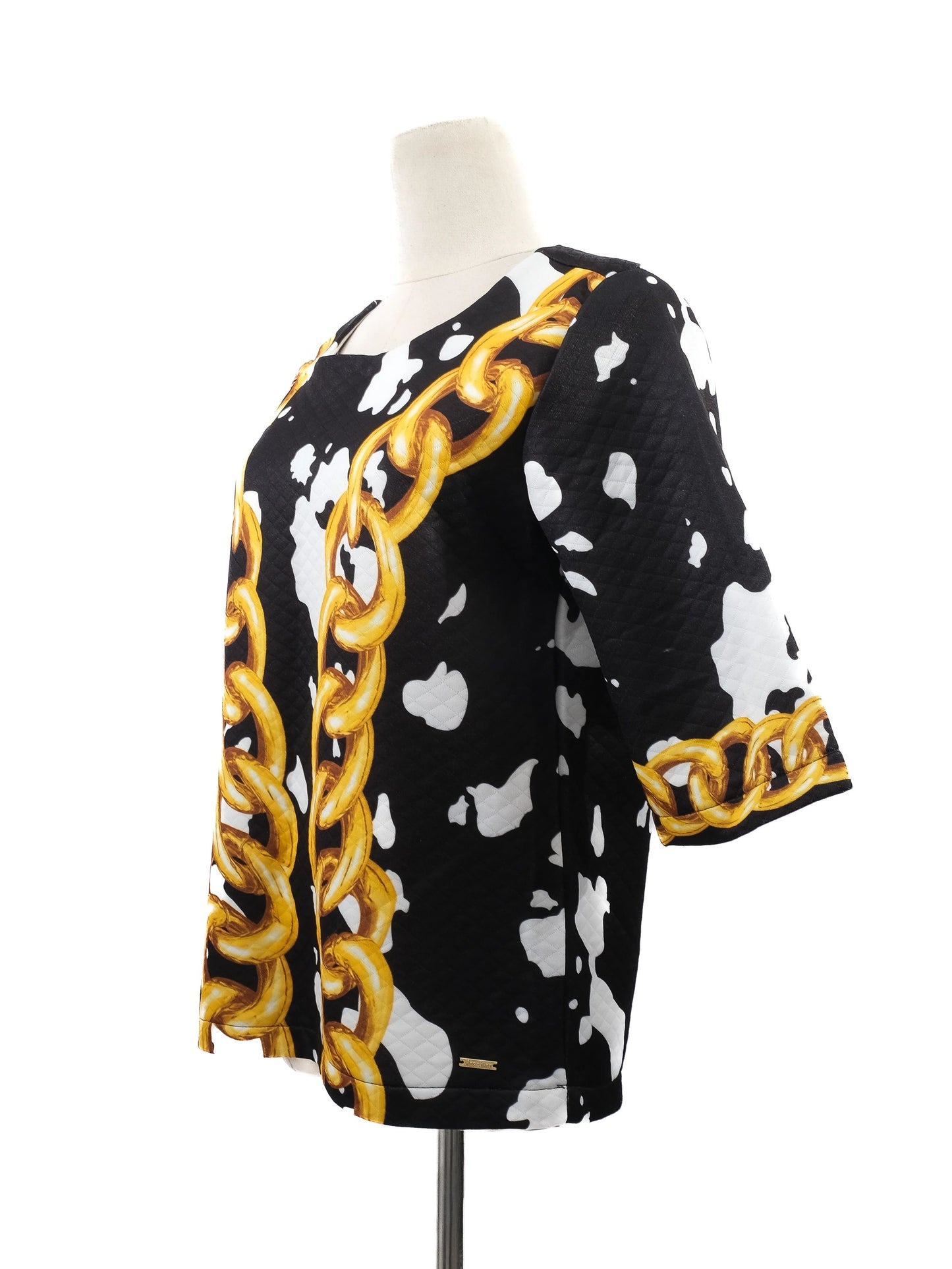 new moschino black & white chain print top size l cotton